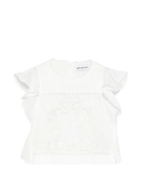 Self-Portrait lace-detail ruffled top