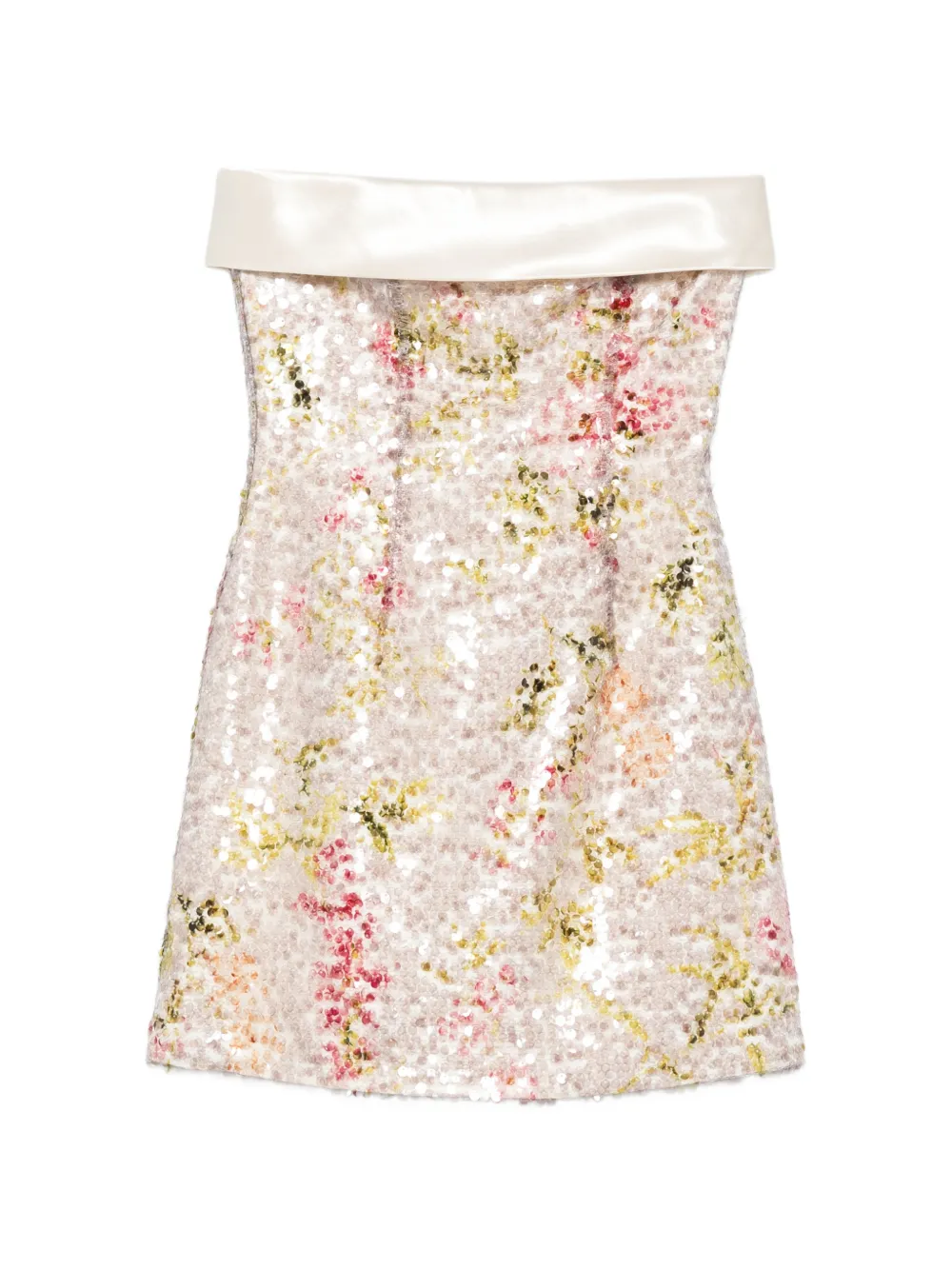 Alberta Ferretti sequin-embellished floral-pattern mini dress - Toni neutri