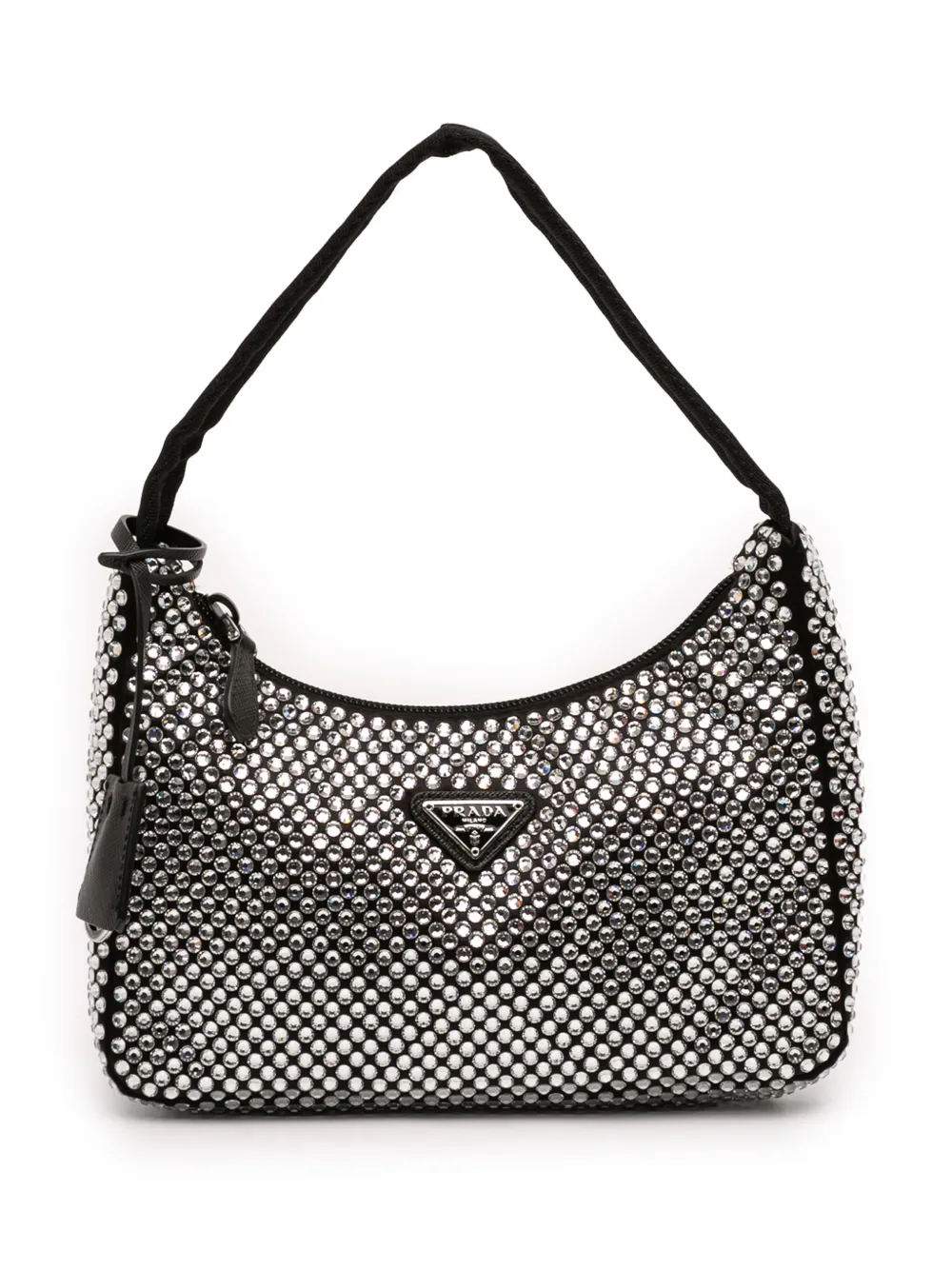 Prada Pre-Owned 2019-2026 Mini Satin Crystal Re Edition 2000 shoulder bag - Nero