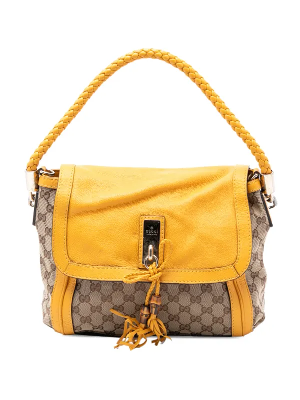 Gucci Pre-owned 2016-2026 GG Canvas Bella Flap Satchel in Yellow