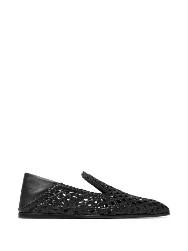 Jimmy Choo Eliot Black Woven Leather Slippers