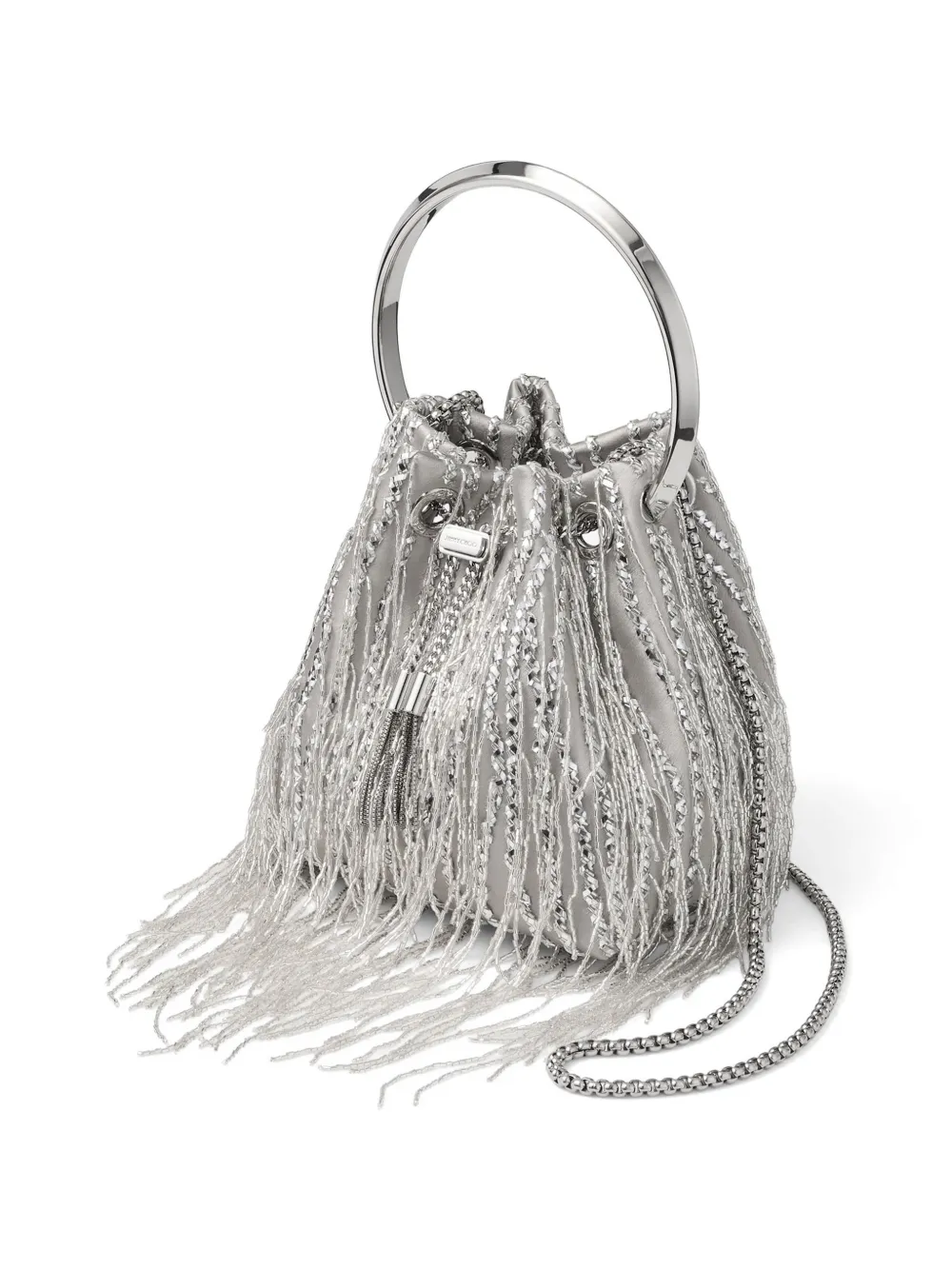 Jimmy Choo Bon bucket-tas met franje Zilver