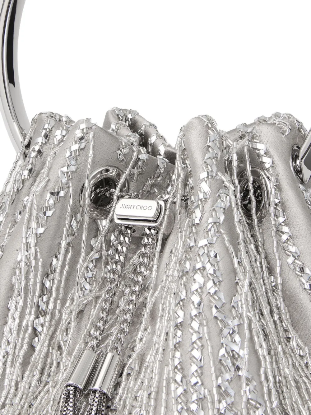 Jimmy Choo Bon bucket-tas met franje Zilver