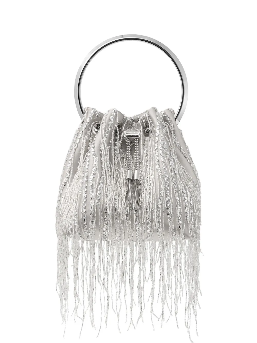 Jimmy Choo Bon Bon Beuteltasche mit Fransen - Silber