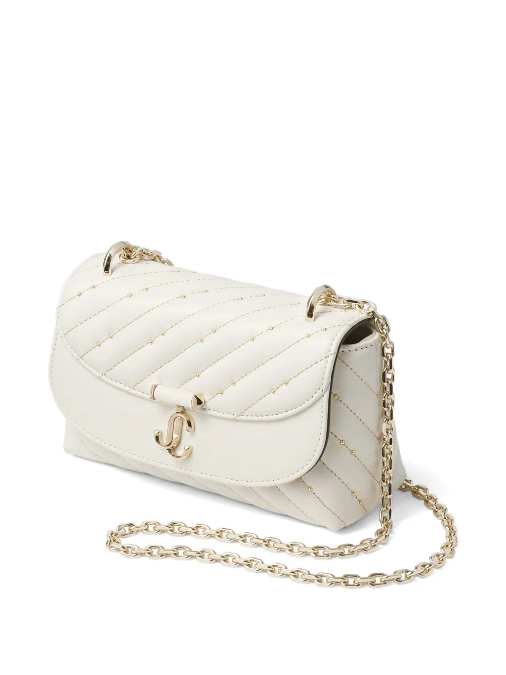 Jimmy Choo Curve kleine gewatteerde leren crossbodytas Wit