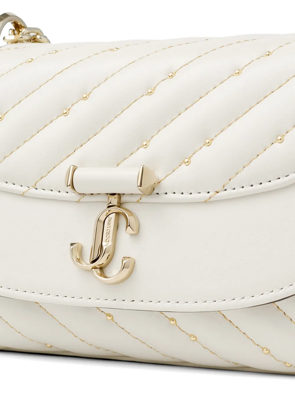 Jimmy Choo Curve kleine gewatteerde leren crossbodytas Wit