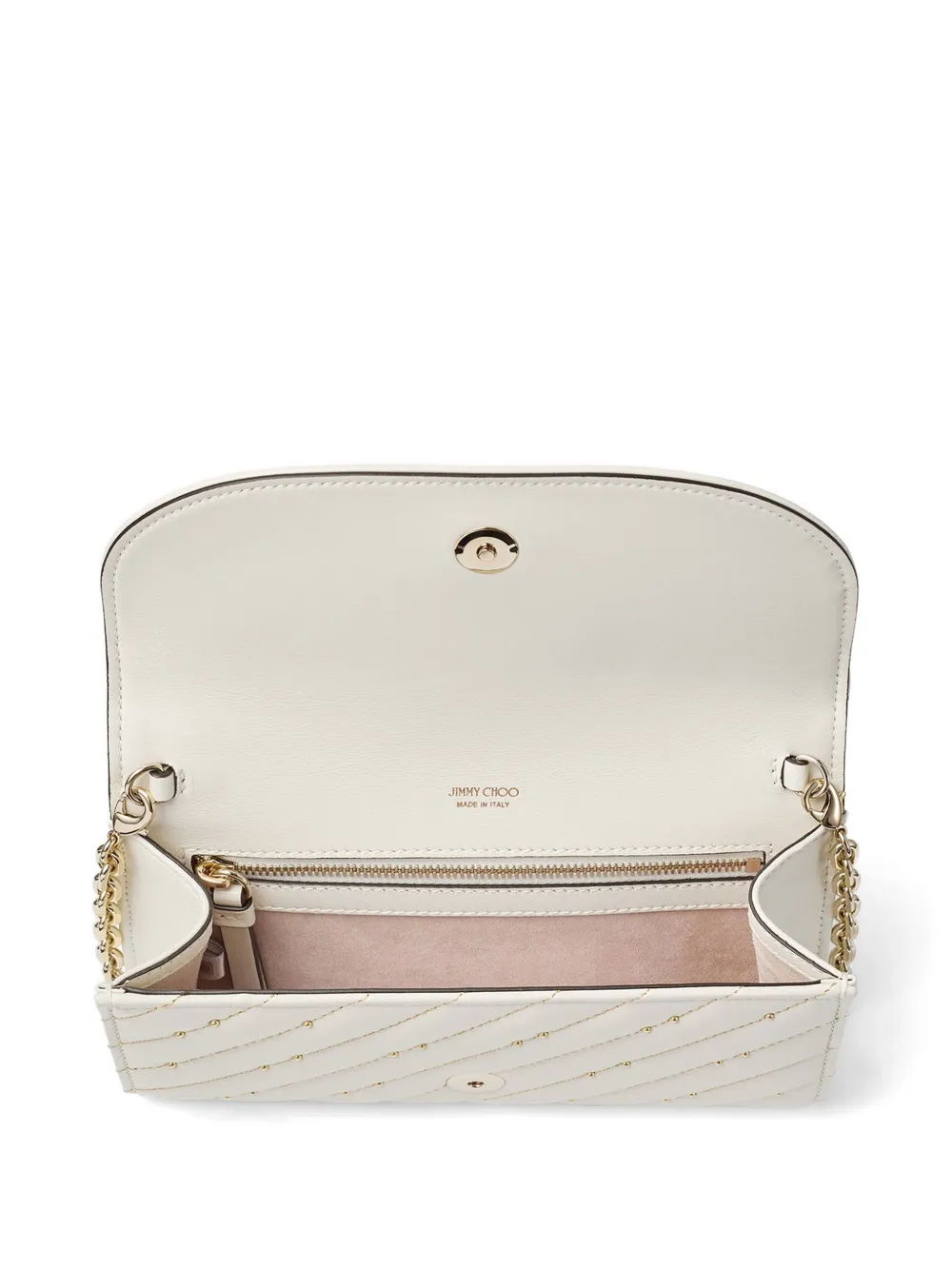 Jimmy Choo Curve portemonnee met ketting Beige