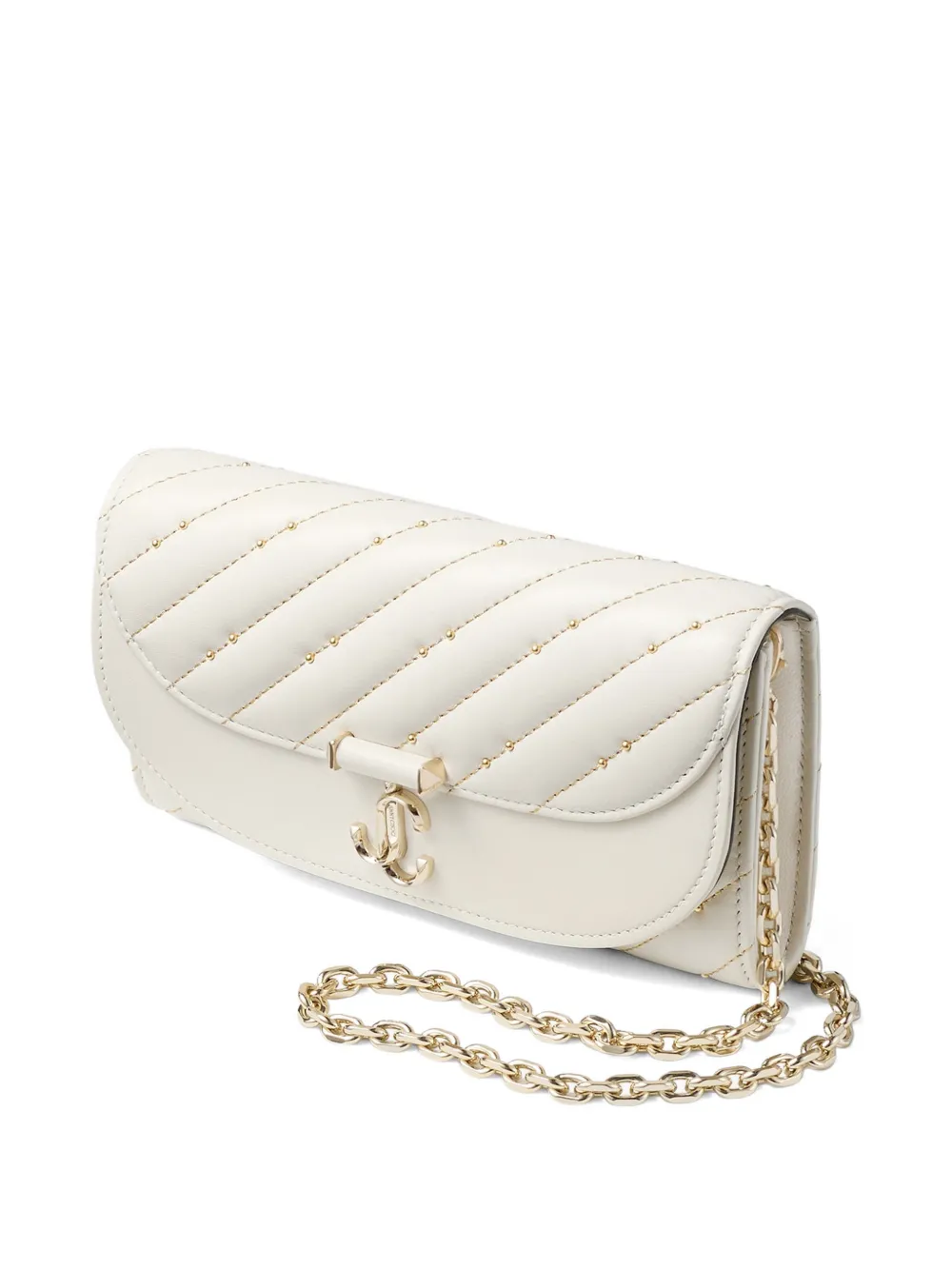 Jimmy Choo Curve portemonnee met ketting Beige