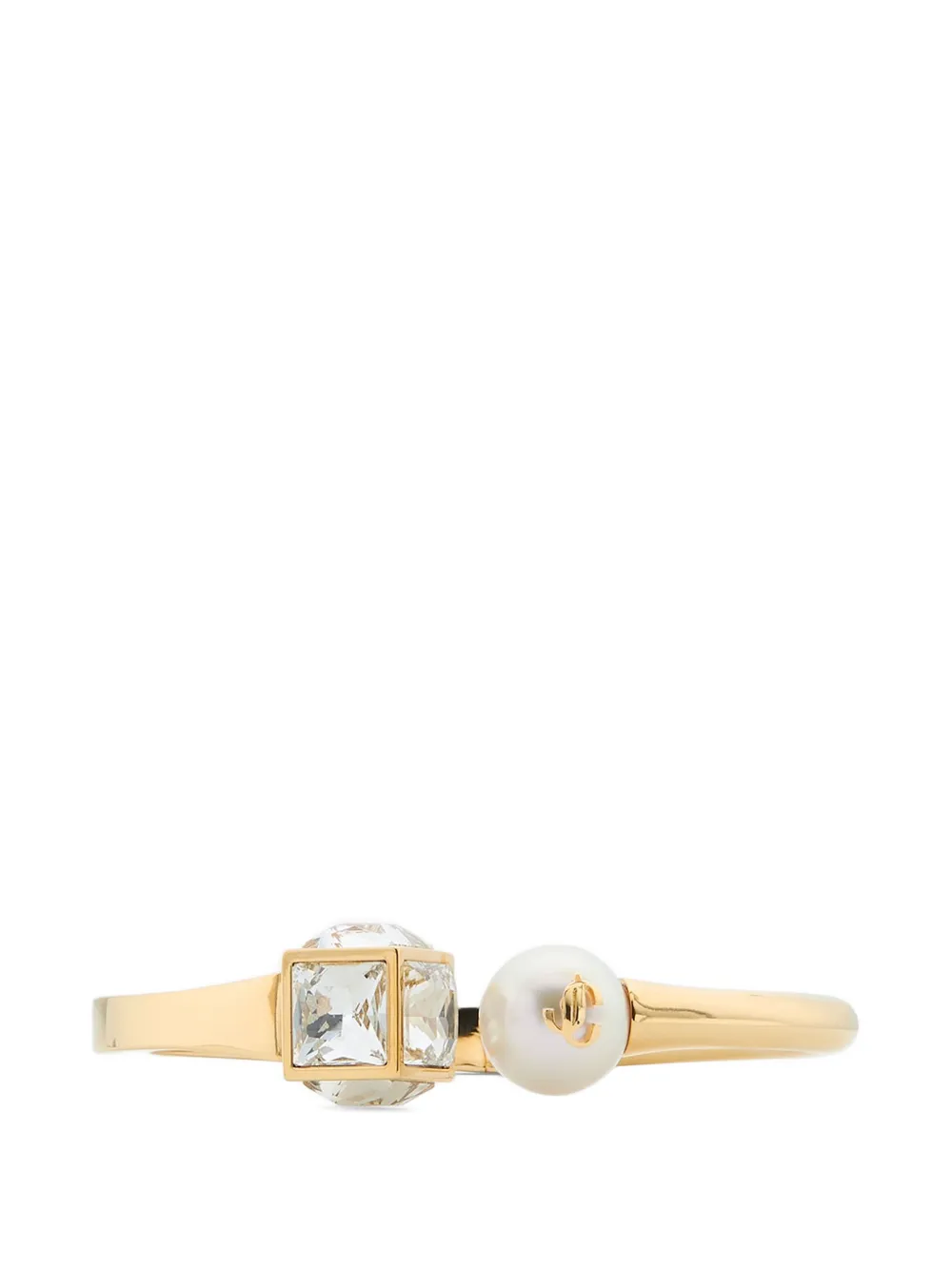 Jimmy Choo Bracciale rigido JC Cube Cuff grande - Oro