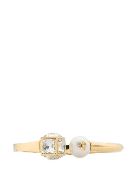 Jimmy Choo large JC Cube Cuff pearl bracelet