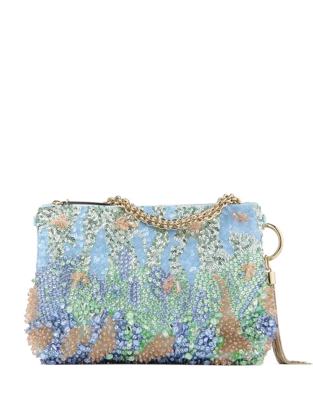 Jimmy Choo Callie crystal-embellished clutch bag - Blu