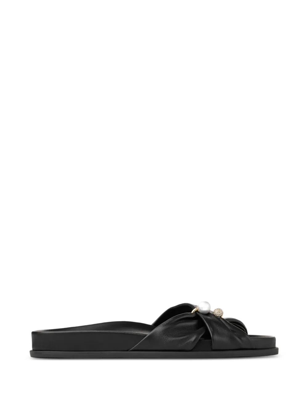 Jimmy Choo Rafi Flat pearl-embellished sandals - Schwarz