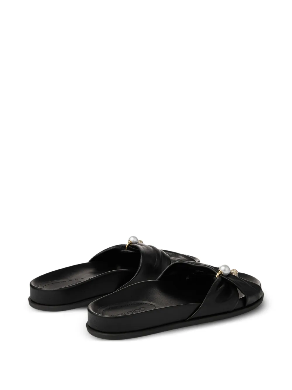 Jimmy Choo Rafi Flat pearl-embellished sandals Zwart