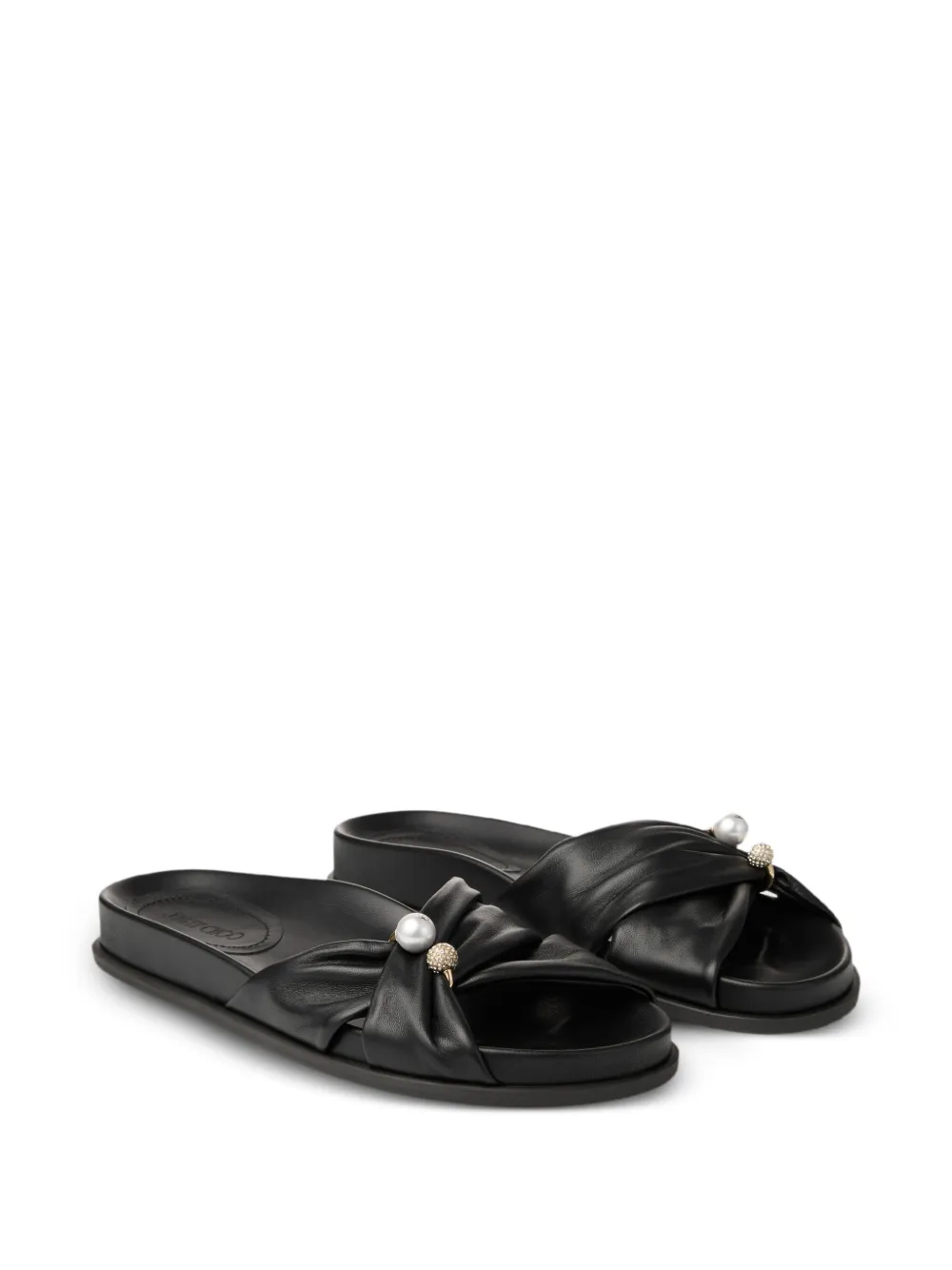 Jimmy Choo Rafi Flat pearl-embellished sandals Zwart