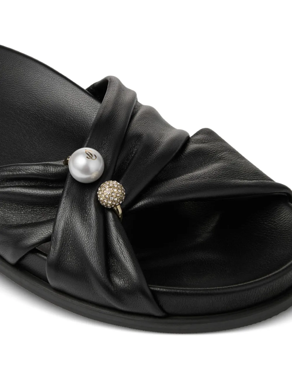 Jimmy Choo Rafi Flat pearl-embellished sandals Zwart
