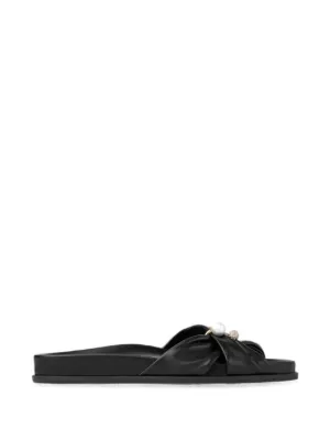 Saint Laurent Tribute Flat Sandals | Black | FARFETCH SG