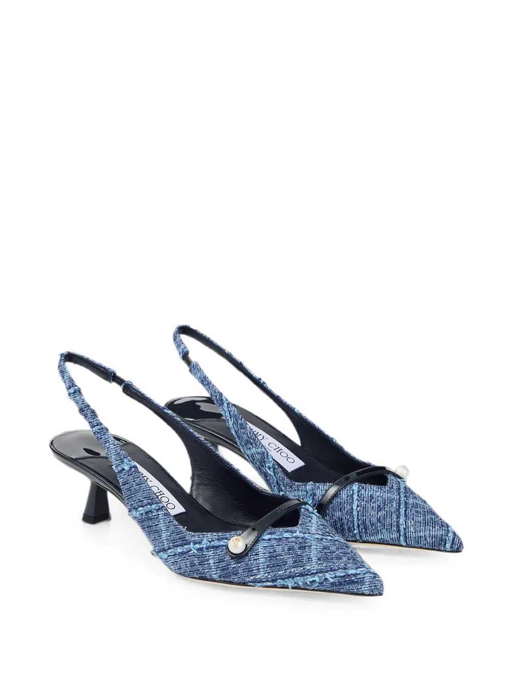 Jimmy Choo Amita tweed pumps verfraaid met parels Blauw