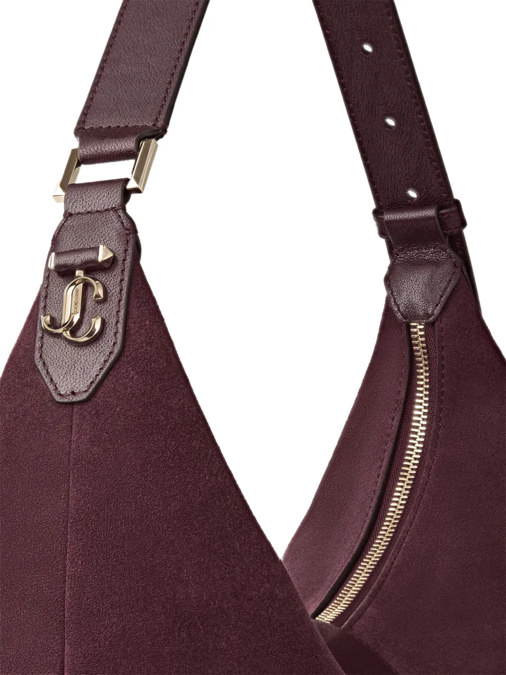 Jimmy Choo Bar M suède schoudertas met leren afwerking Bruin