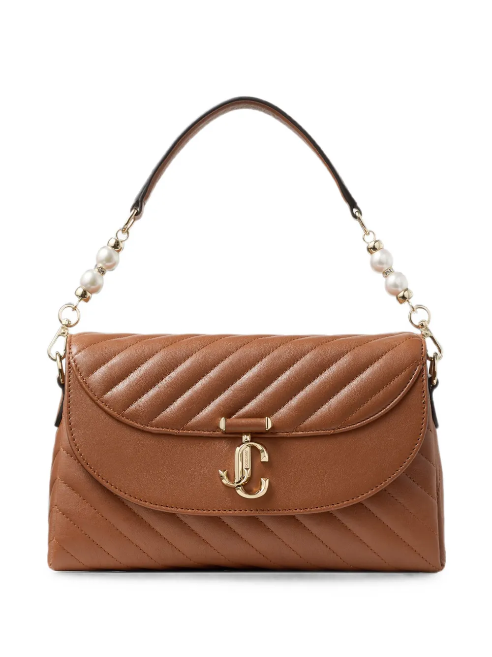 Jimmy Choo Curve quilted shoulder bag - Braun