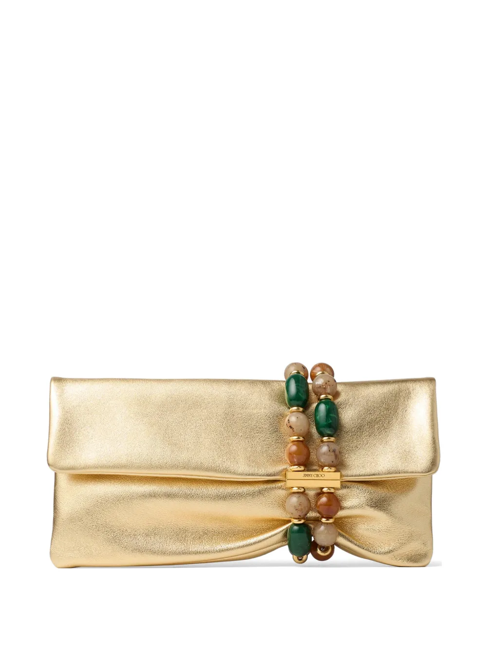 Jimmy Choo Zandra bead-embellished clutch bag - Oro