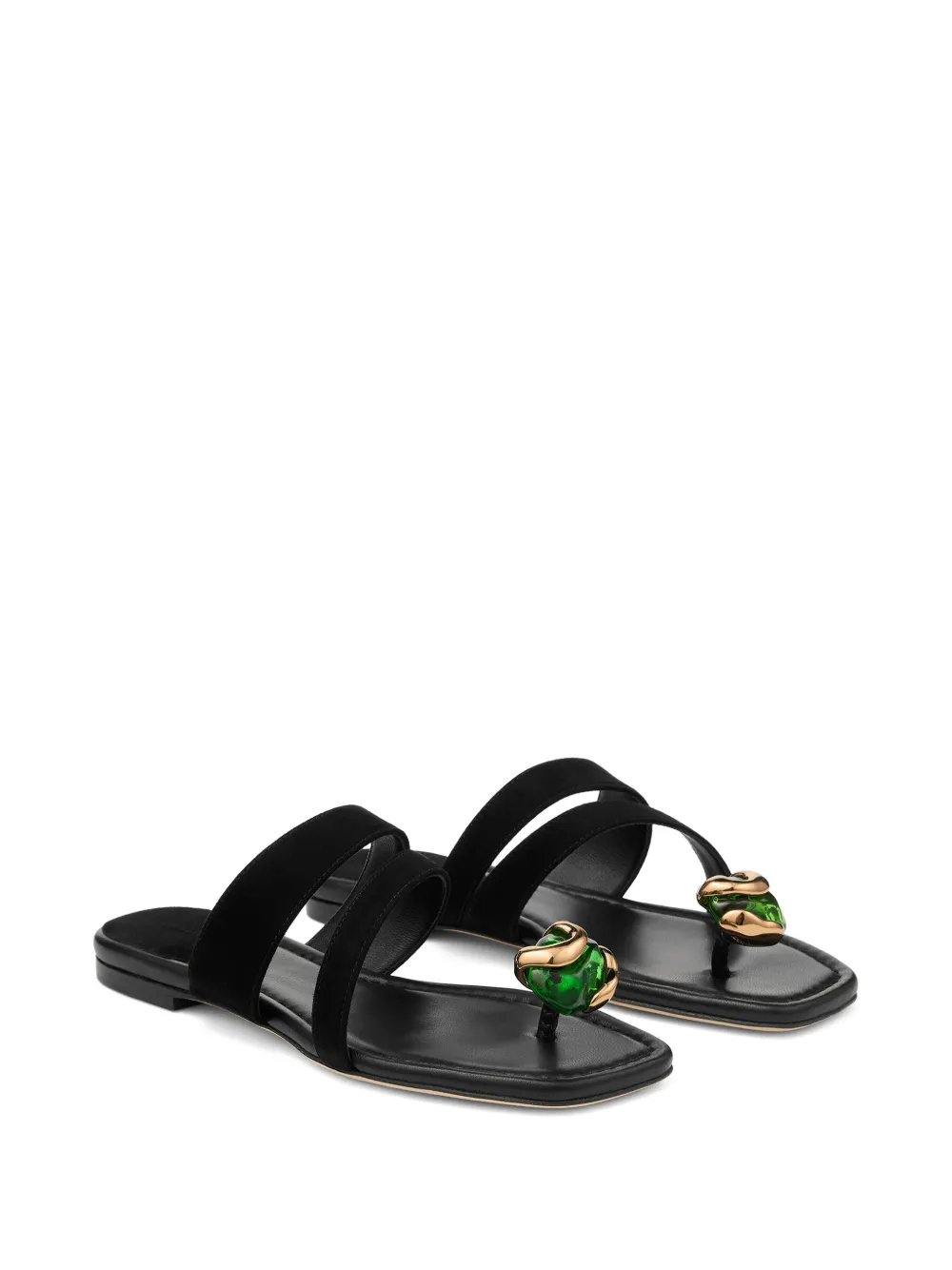 Jimmy Choo Emeri Stone Flat sandals Zwart