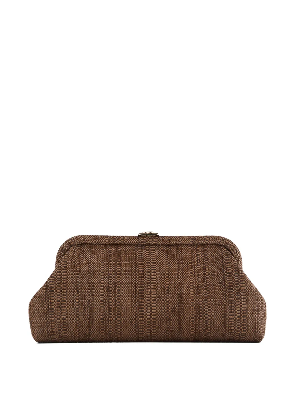 Jimmy Choo Skylar raffia clutch met vierkante JC gesp Bruin