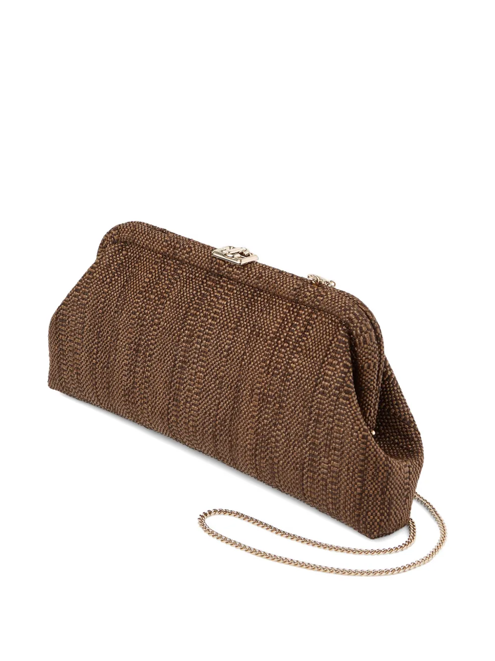 Jimmy Choo Skylar raffia clutch met vierkante JC gesp Bruin