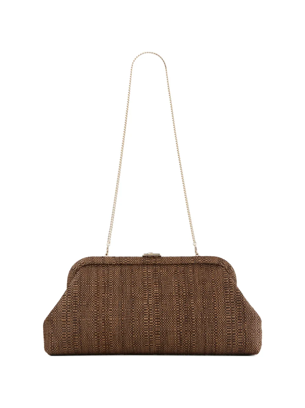 Jimmy Choo Skylar raffia clutch met vierkante JC gesp Bruin