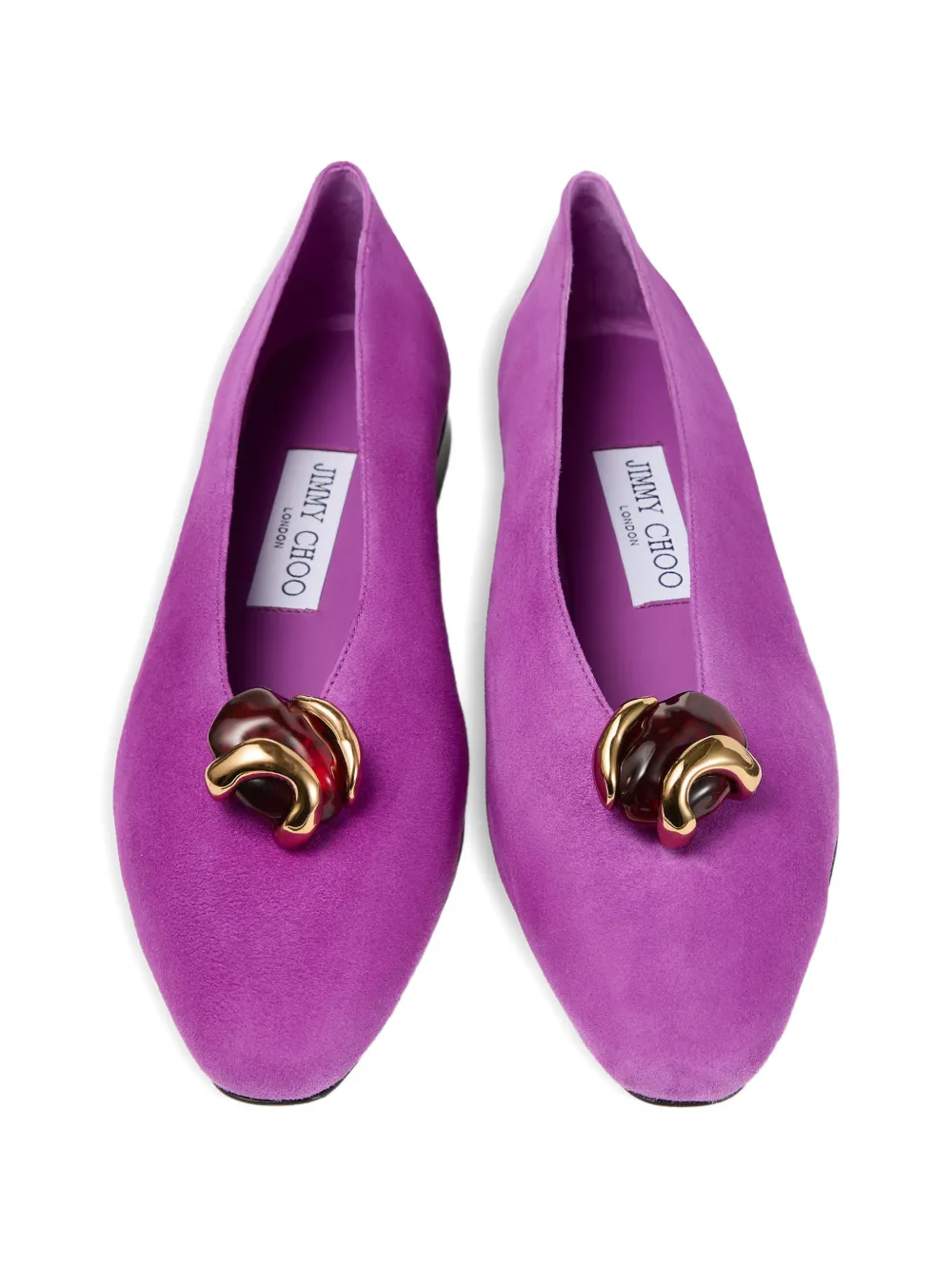 Jimmy Choo Margot verfraaide ballerina's Paars