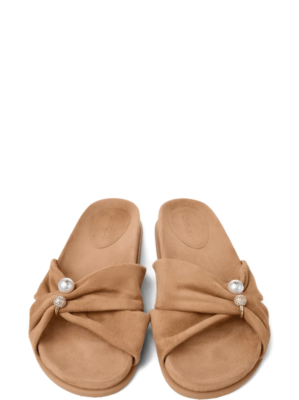 Jimmy Choo Rafi Flat faux-pearl embellished sandals Beige