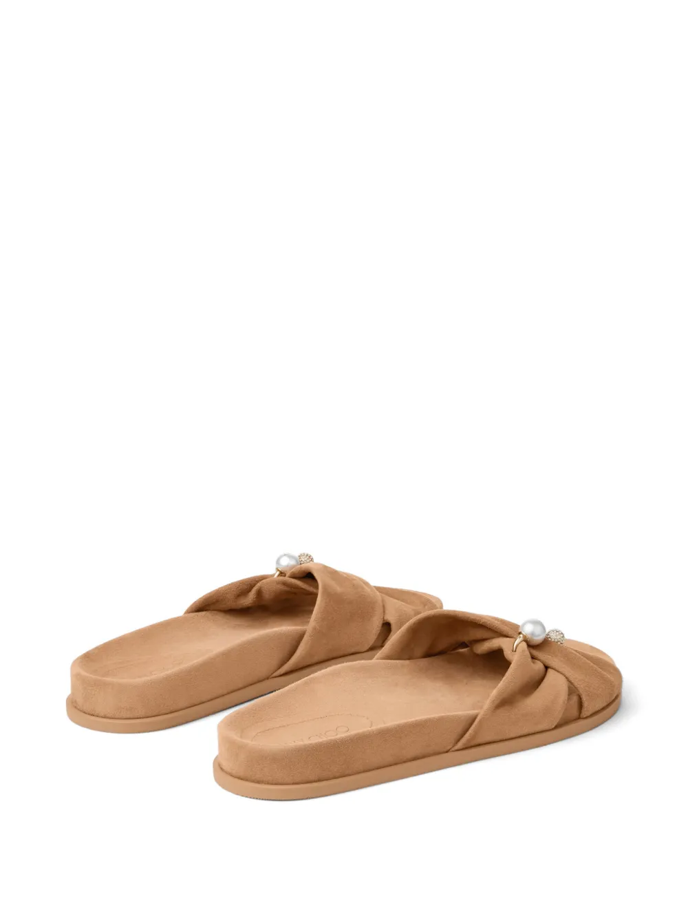 Jimmy Choo Rafi Flat faux-pearl embellished sandals Beige