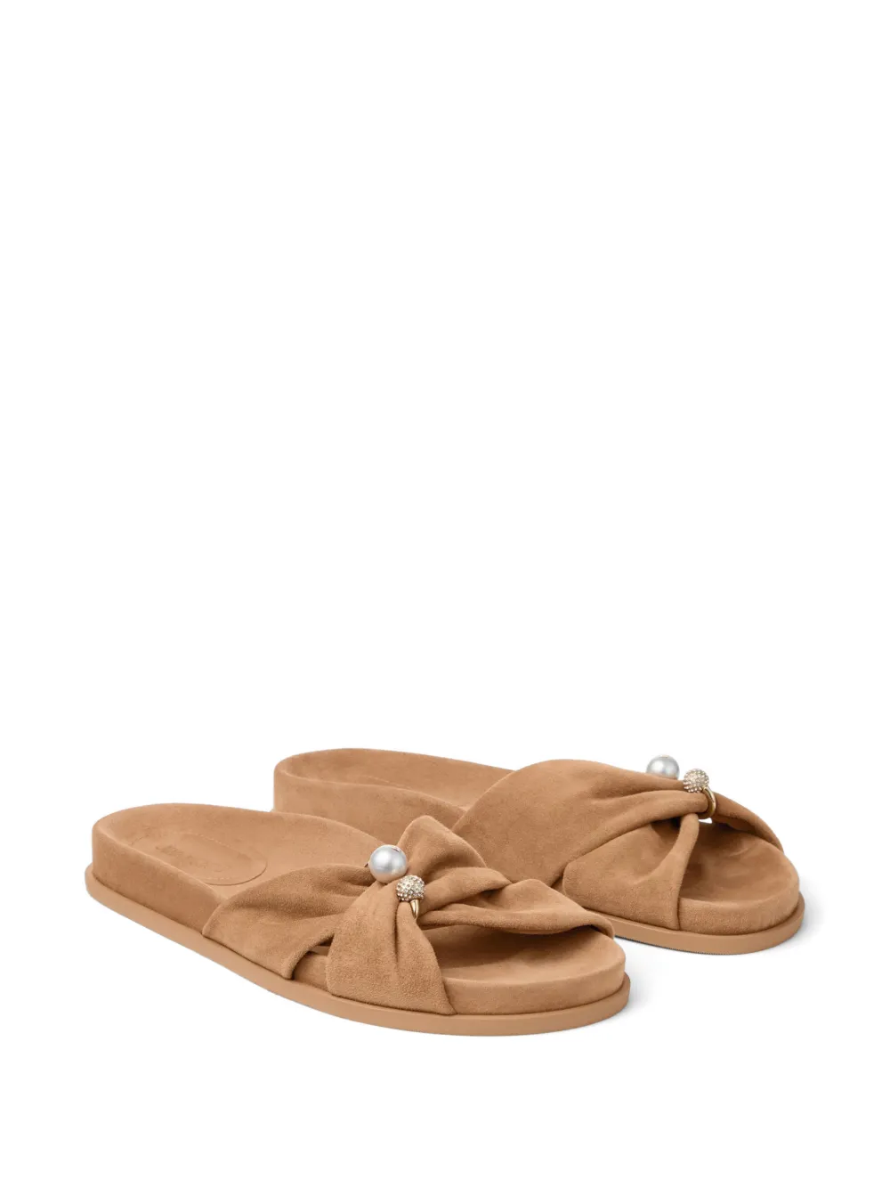 Jimmy Choo Rafi Flat faux-pearl embellished sandals Beige