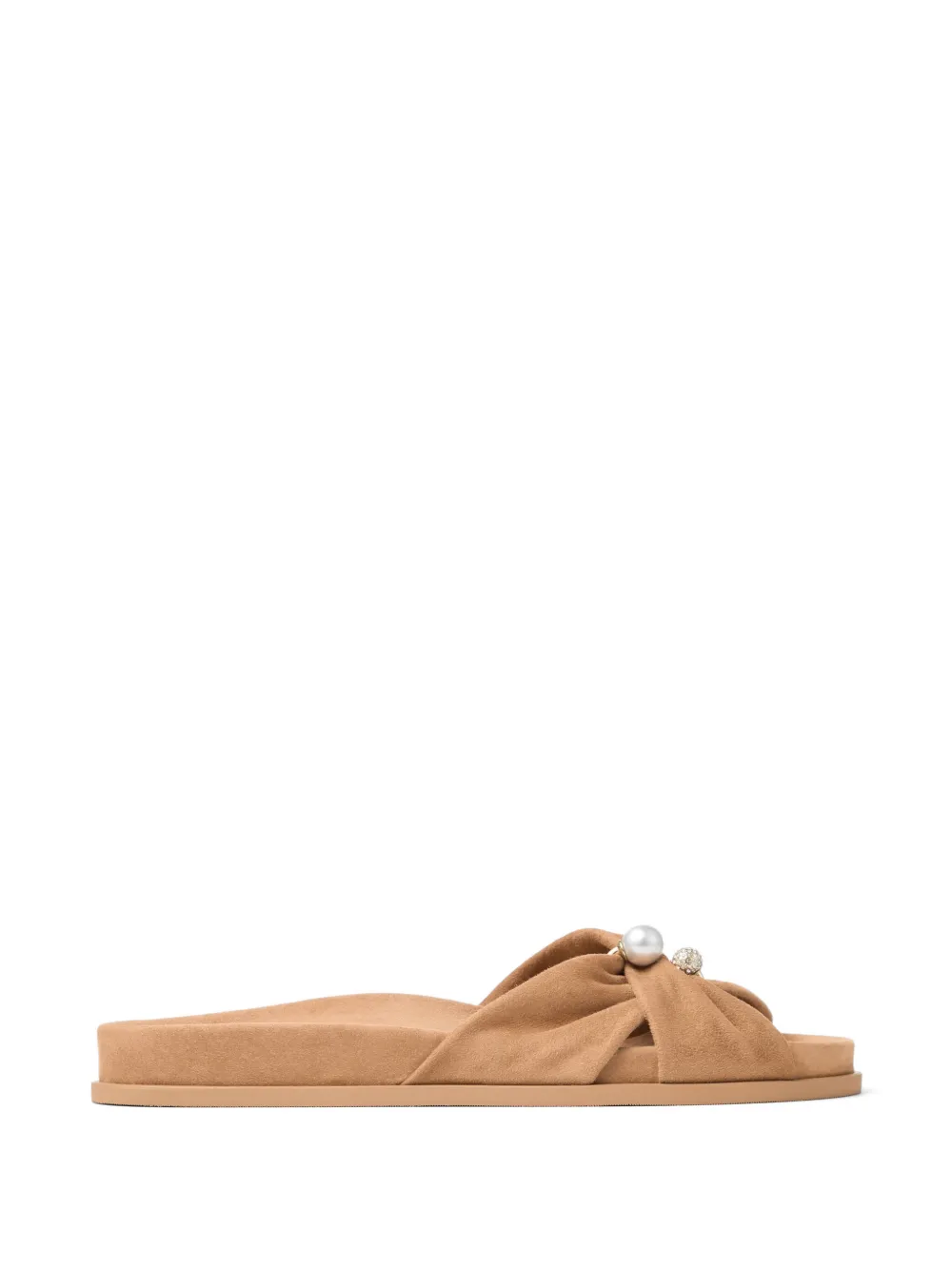Jimmy Choo Rafi Flat faux-pearl embellished sandals - Nude