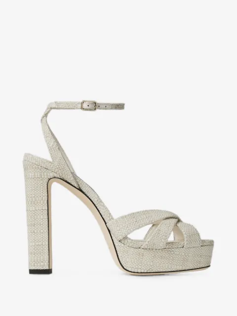 Jimmy Choo Kove 120 natural fine raffia-effect platform sandals