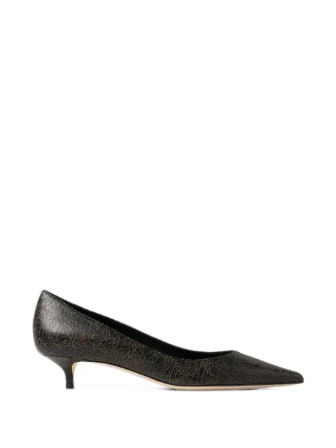 Jimmy Choo Amelia black and toffee crackled leather pumps