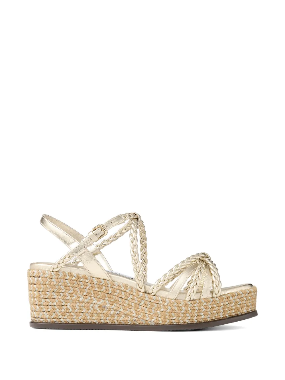 Jimmy Choo Nyra 60 braided wedge sandals Goud