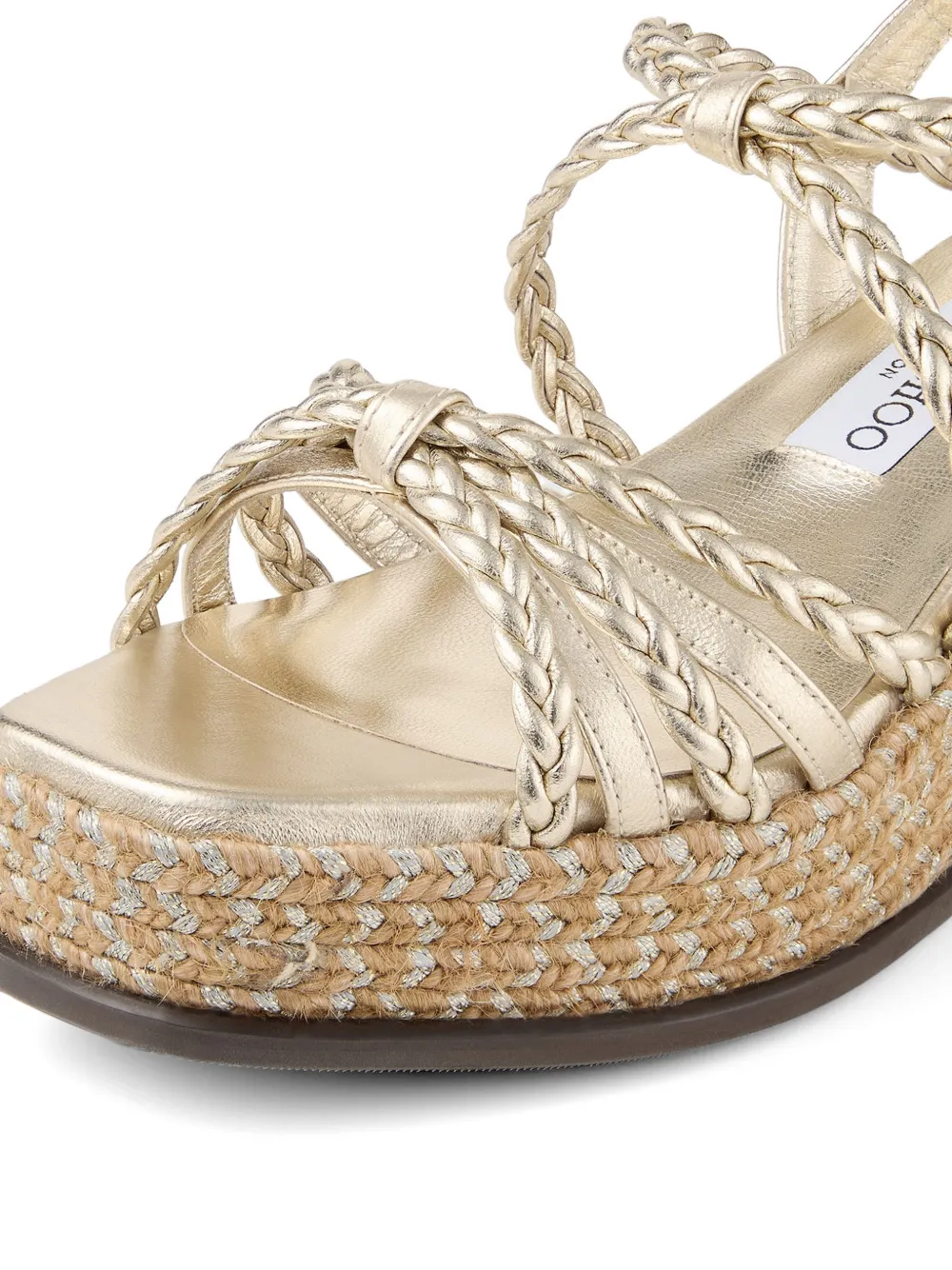 Jimmy Choo Nyra 60 braided wedge sandals Goud
