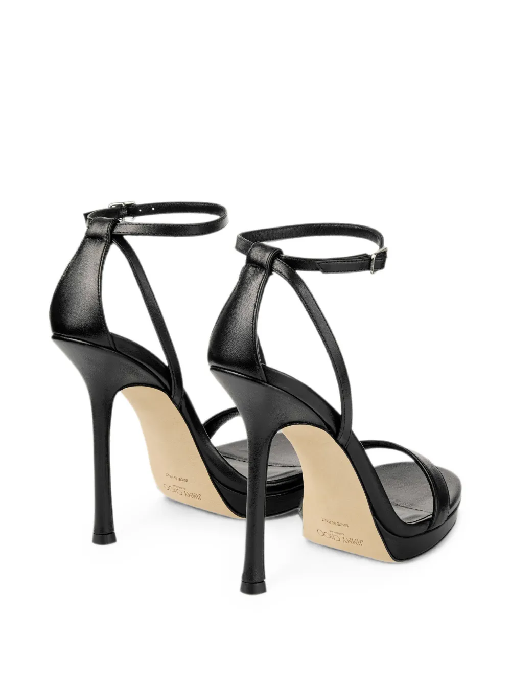 Jimmy Choo Moza 120 sandalen met enkelbandjes en plateauzool Zwart