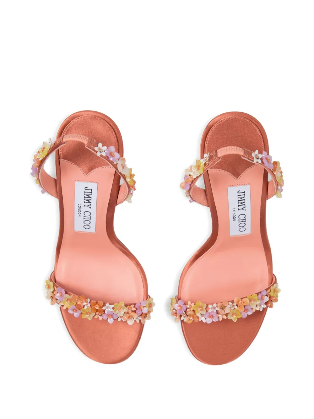 Jimmy Choo Jenn 100 mm sandalen verfraaid met bloemen Roze
