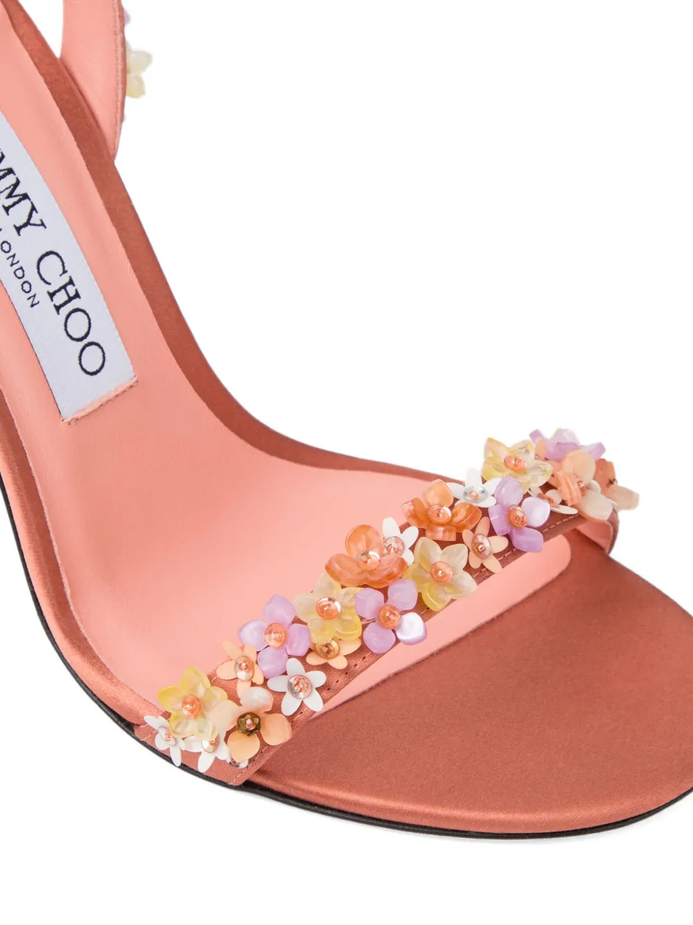 Jimmy Choo Jenn 100 mm sandalen verfraaid met bloemen Roze