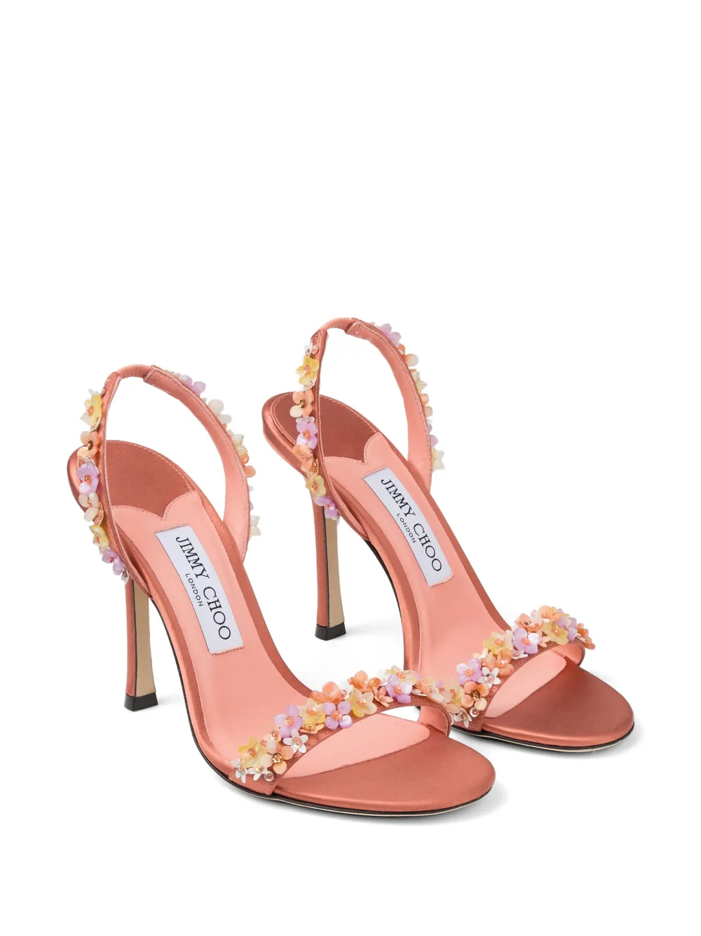 Jimmy Choo Jenn 100 mm sandalen verfraaid met bloemen Roze