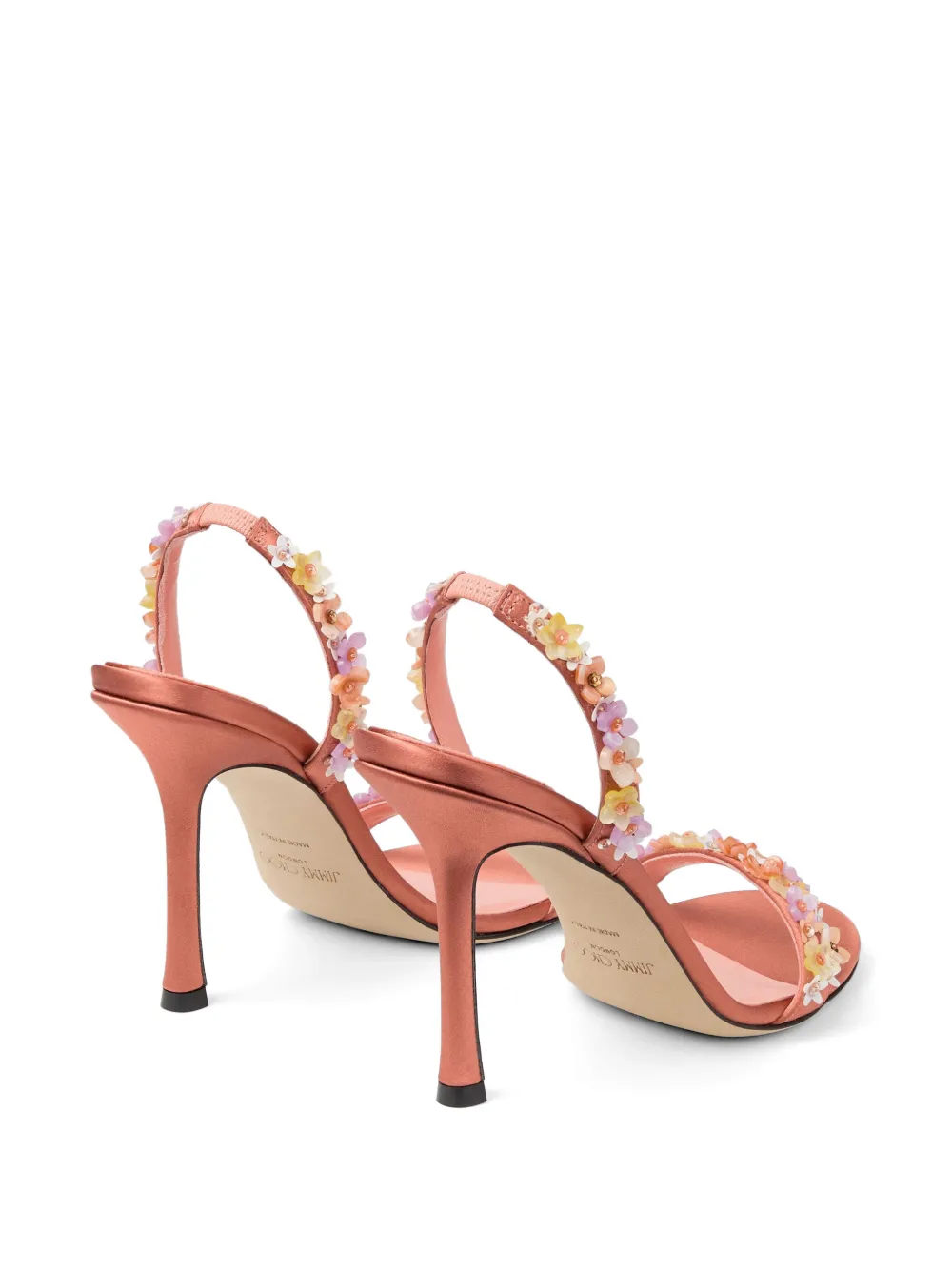 Jimmy Choo Jenn 100 mm sandalen verfraaid met bloemen Roze