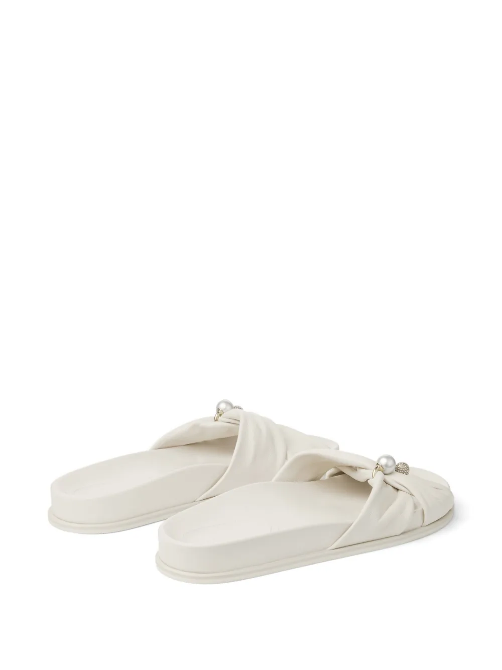 Jimmy Choo Rafi Flat pearl-embellished sandals Wit