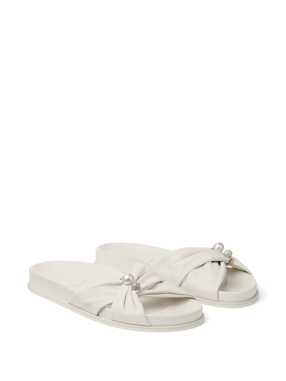 Jimmy Choo Rafi Flat pearl-embellished sandals Wit