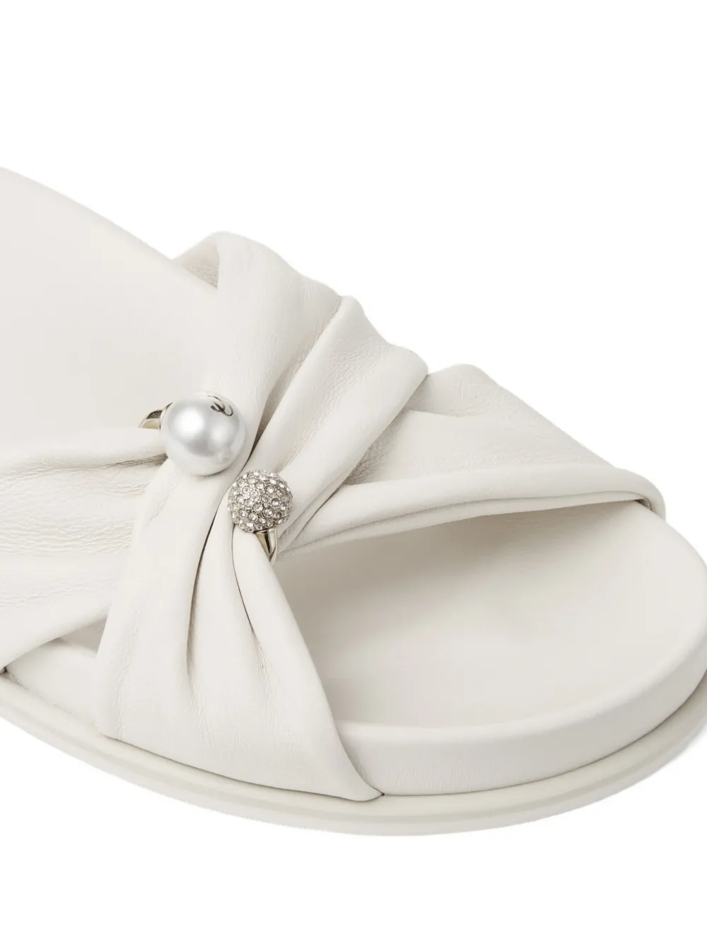 Jimmy Choo Rafi Flat pearl-embellished sandals Wit
