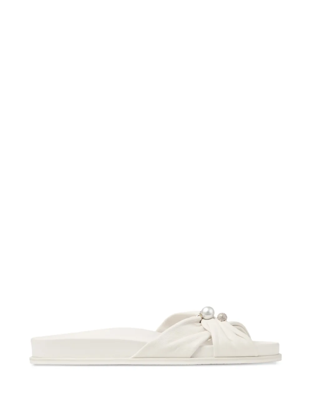 Jimmy Choo Rafi Flat pearl-embellished sandals Wit