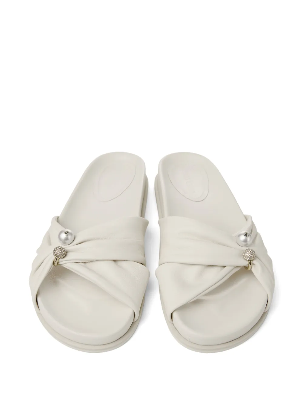Jimmy Choo Rafi Flat pearl-embellished sandals Wit
