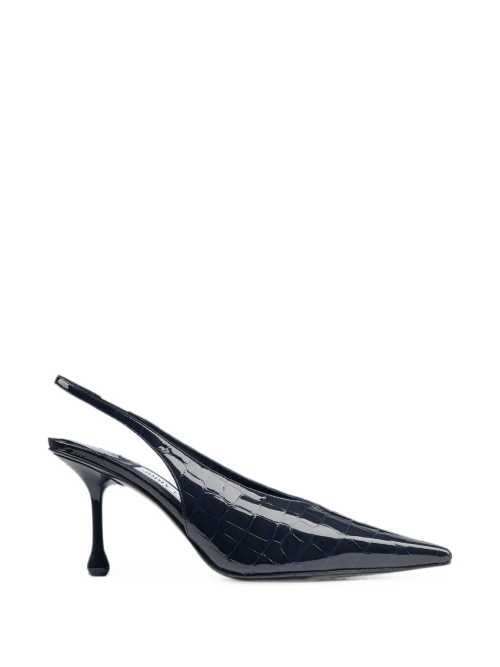 Jimmy Choo Isa 80 marine shiny croc-embossed leather slingback pumps - Blu