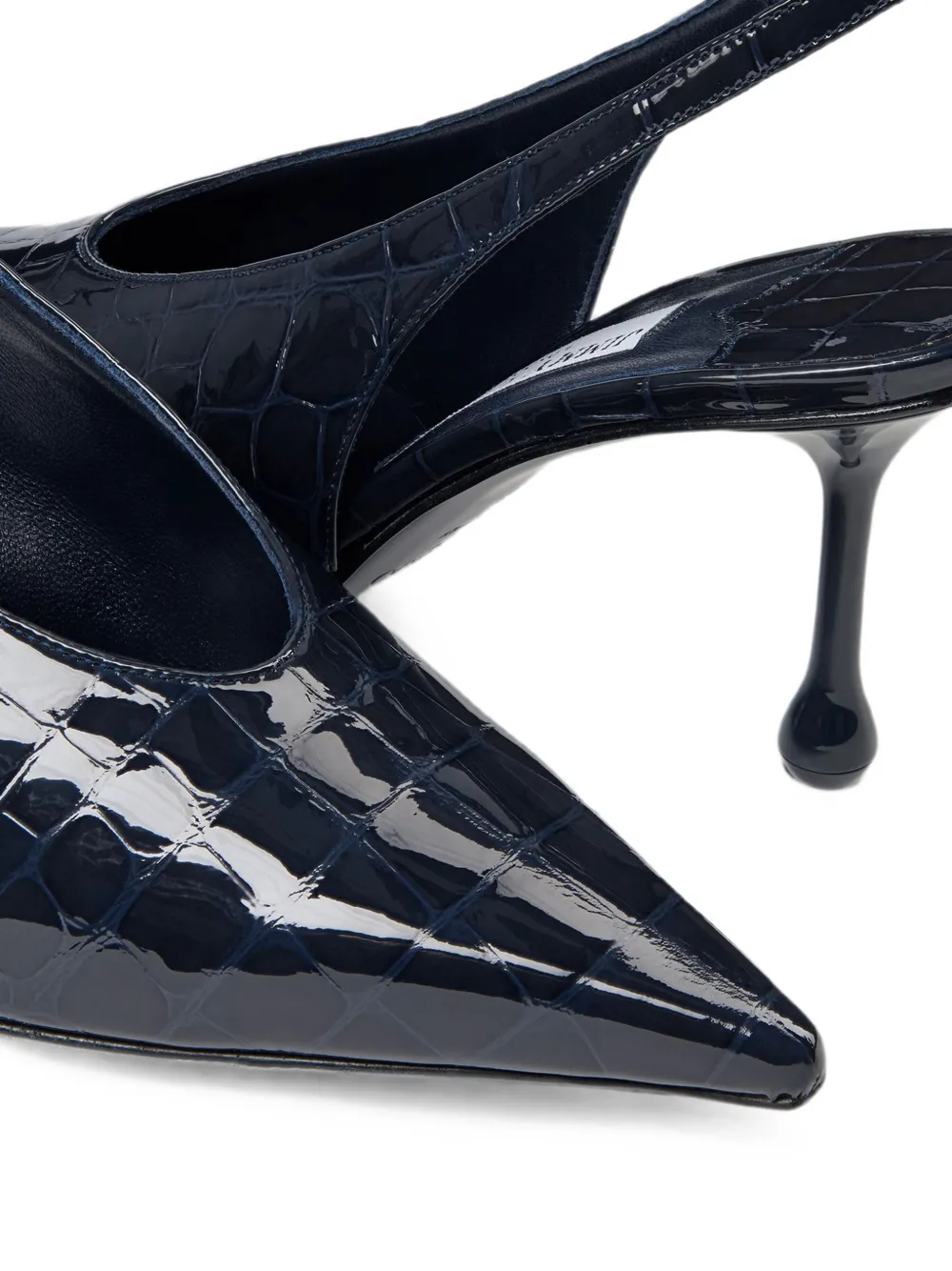 Jimmy Choo Isa 80 leren slingback pumps met krokodillen-reliëf Blauw