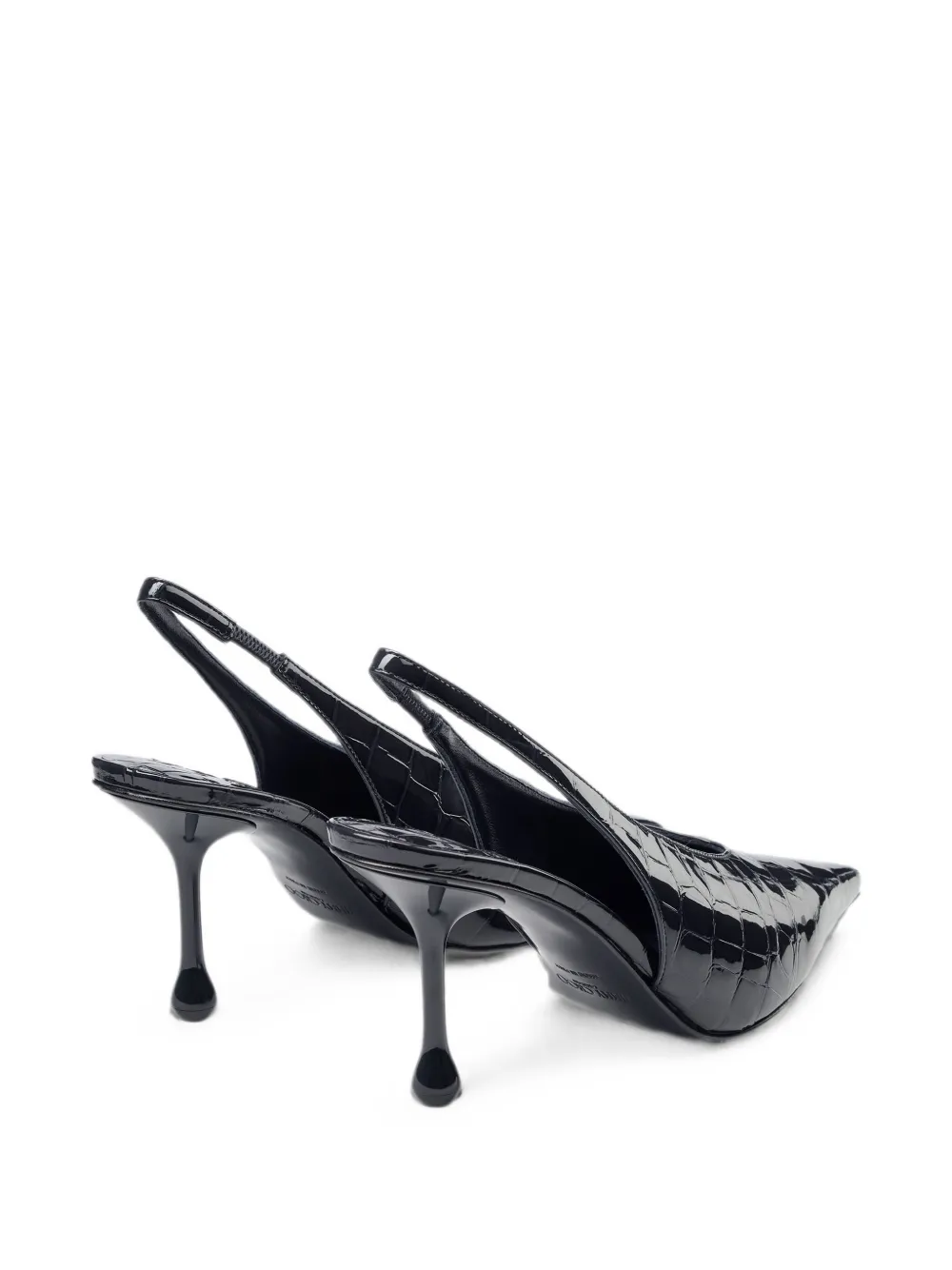 Jimmy Choo Isa 80 leren slingback pumps met krokodillen-reliëf Blauw